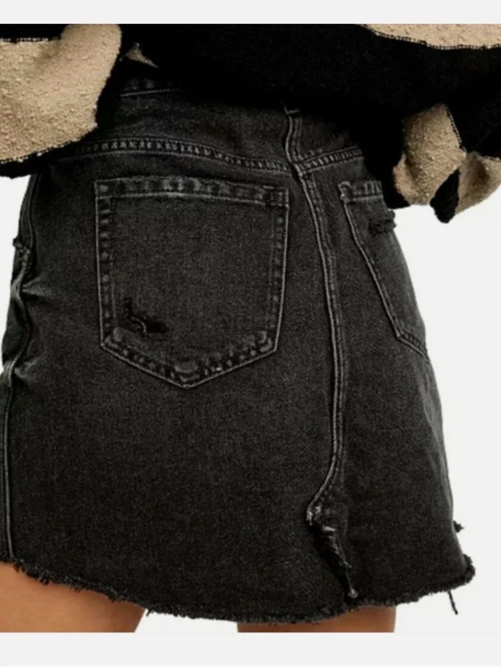 Free people Black Denim Mini Skirt